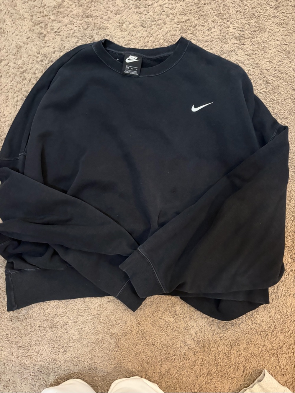 Nike Women’s Black Crewneck Sweatshirt with White Swoosh